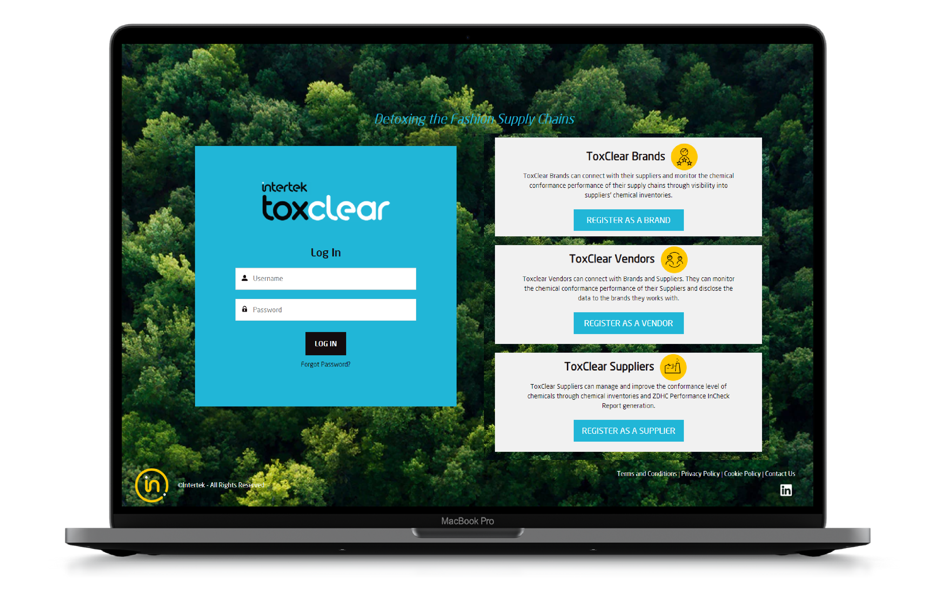 ToxClear log in screen